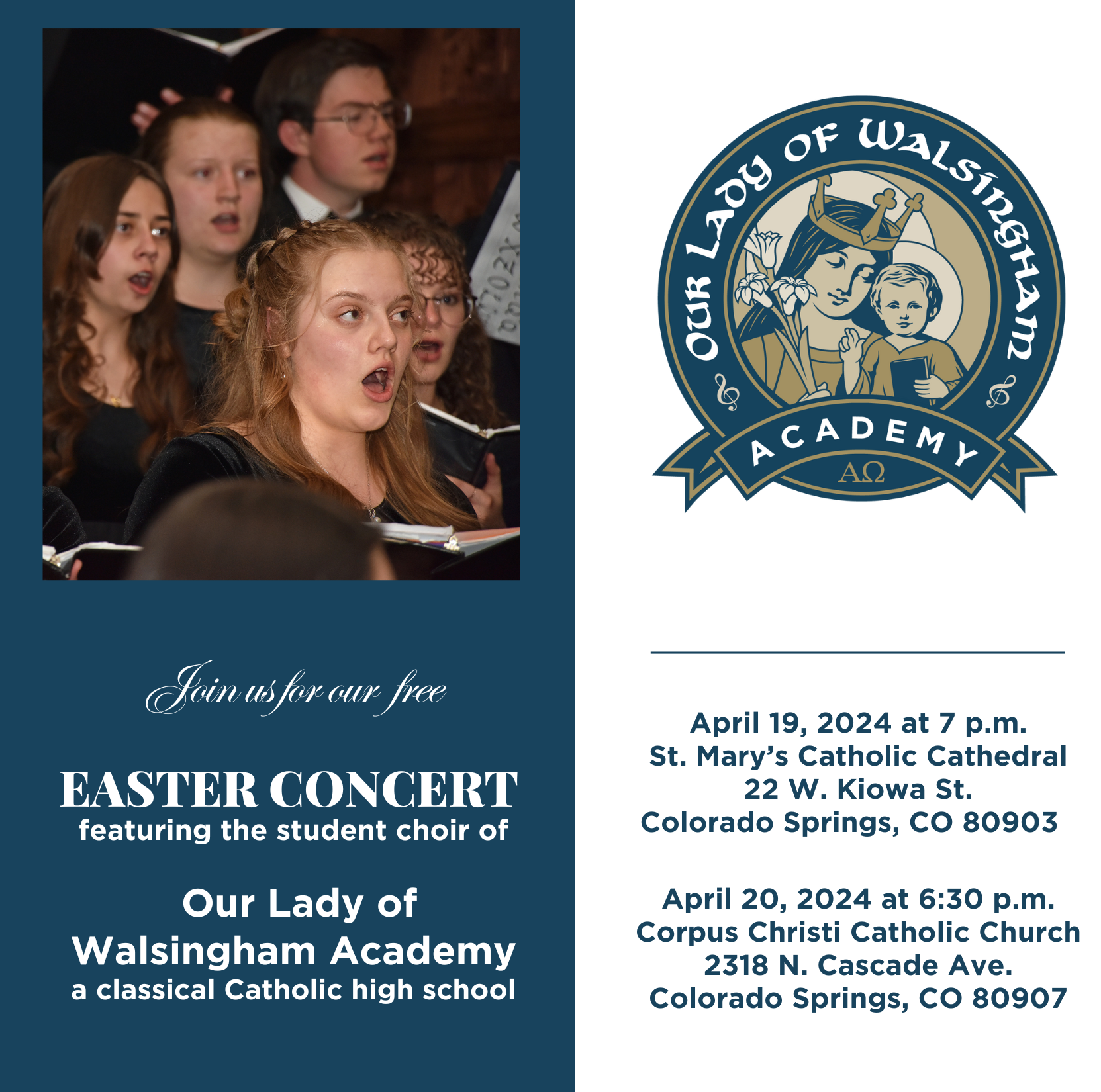 Easter Concert featuring the Student Choir of Our Lady of Walsingham Academy